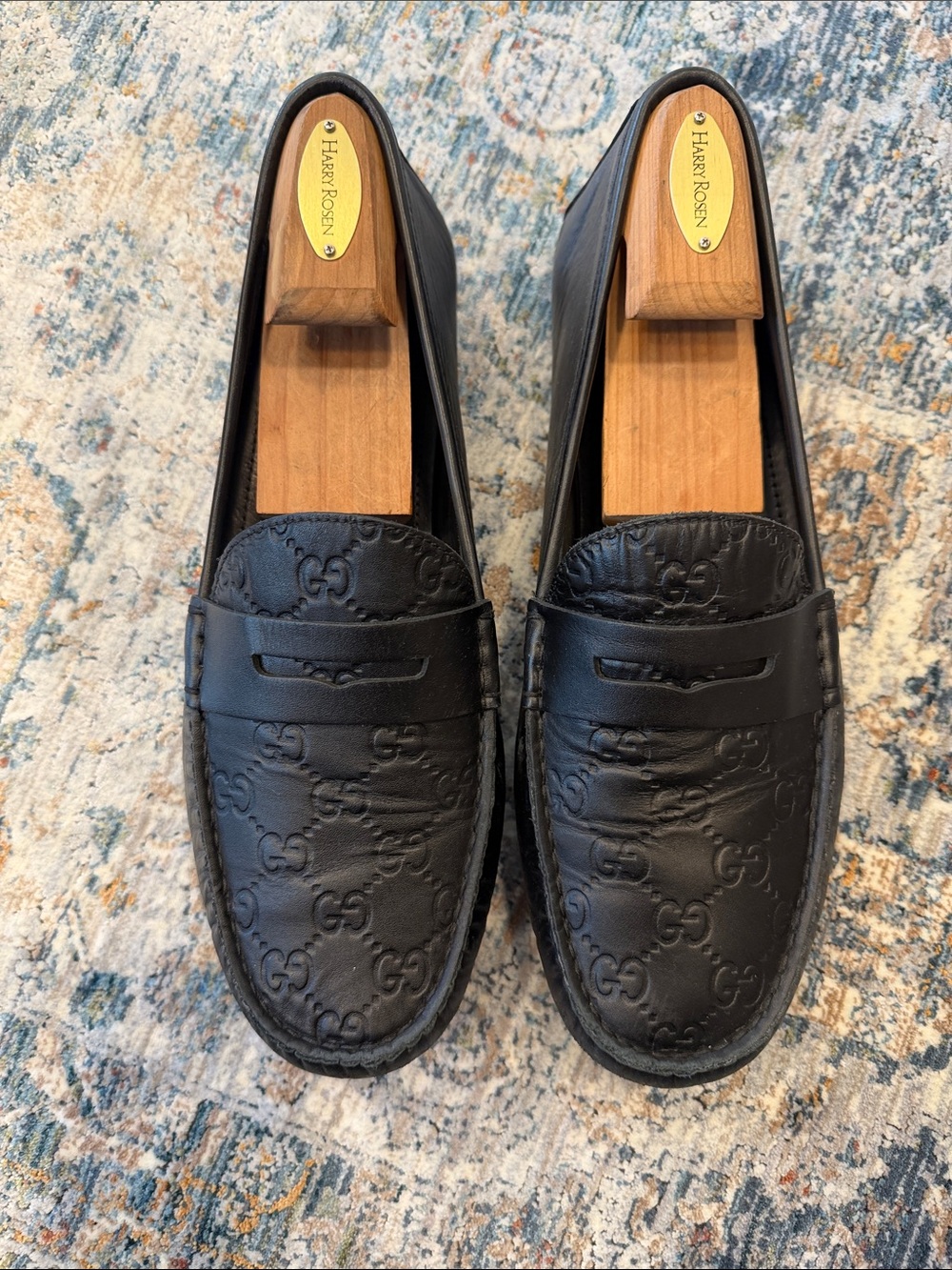 Gucci Men’s Guccissima GG Leather Penny Loafers – Black